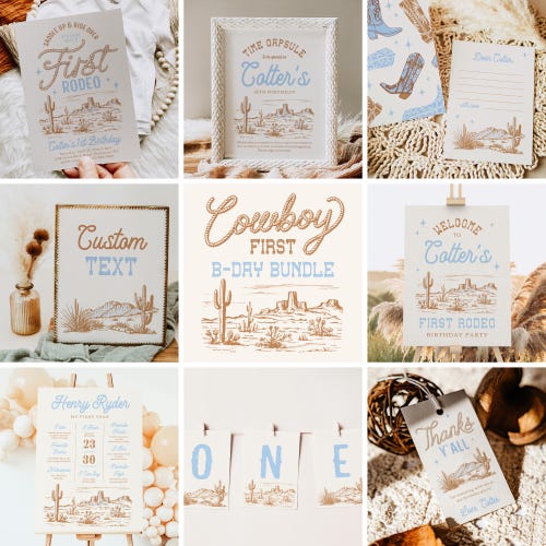 Kit anniversaire premier rodéo, Kit fête western garçon, Kit anniversaire cowboy, Fête western bleue, Décoration anniversaire rodéo bleue, Premier rodéo