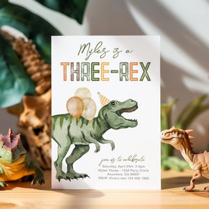 Three-Rex Birthday Bundle, Dinosaur Birthday Bundle, Printable Dinosaur Bundle, Printable Three-Rex Party Bundle, Dinosaur Birthday Bundle image 2