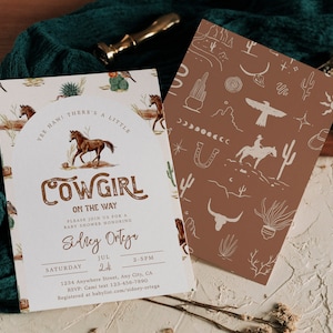 Cowgirl Baby Shower Invitation, Girl&#39;s Horse Baby Shower Invitation, Southwestern Baby Shower Invitation, Digital Cowgirl Baby Shower