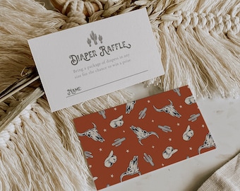 Wild West Diaper Raffle Cards, Western Diaper Raffle Cards, Western Baby Shower, Cowboy Baby Shower, Desert Diaper Raffle Cards