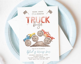 Monster Truck Birthday Invitation, Digital Monster Truck Invitation, Monster Truck Party, Monster Truck Birthday Invitation, Digital Truck