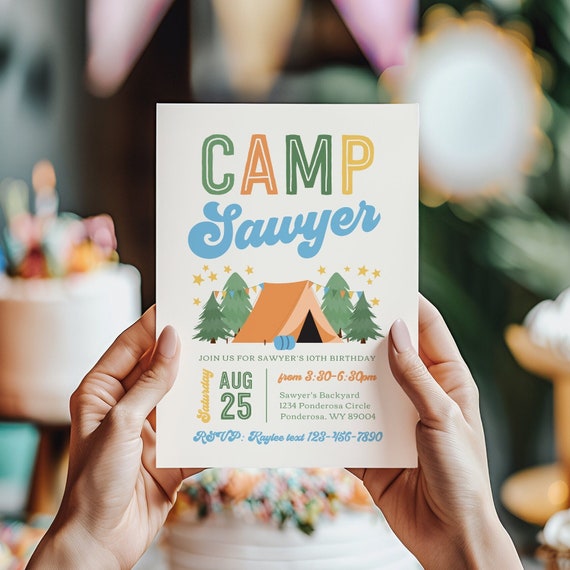 Boy's Camping Birthday Invitation, Campout Birthday Invitation, Boy's Camping Invitation, Digital Camping Invitation, Backyard Camping Party
