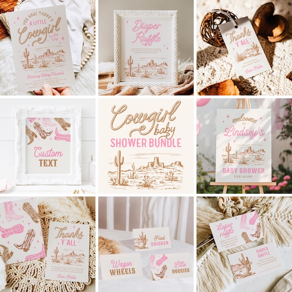 Cowgirl Baby Shower Bundle, Girl Western Baby Shower Bundle, Western Baby Shower, Cowgirl Baby Shower, Cowgirl Shower Decor