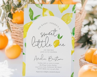 Lemon Baby Shower Invitation, Digital Lemon Shower Invite, Citrus Baby Shower Invitation, Arch Lemon Shower Invitation, Lemon Baby Shower