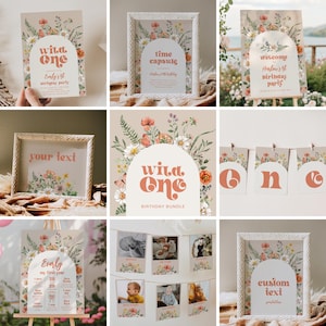 Mini Wild One Geburtstags-Bundle, Wildblumen-Geburtstags-Party-Bundle, Wildblumen-Geburtstags-Party-Paket, Wildblumen-Geburtstags-Bundle, Wild One