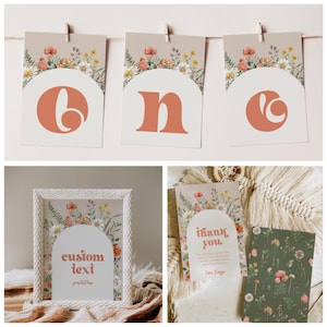 Mini Wild One Birthday Bundle, Wildflower Birthday Party Bundle, Wildflower Birthday Party Package, Wildflower Birthday Bundle, Wild One image 8