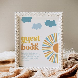 8x10&quot; Sun Guest Book Sign, Sun Baby Shower Guest Book, Son Guest Book Sign, Digital Sun Baby Shower, Here Comes the Son Sign, Sun Guest
