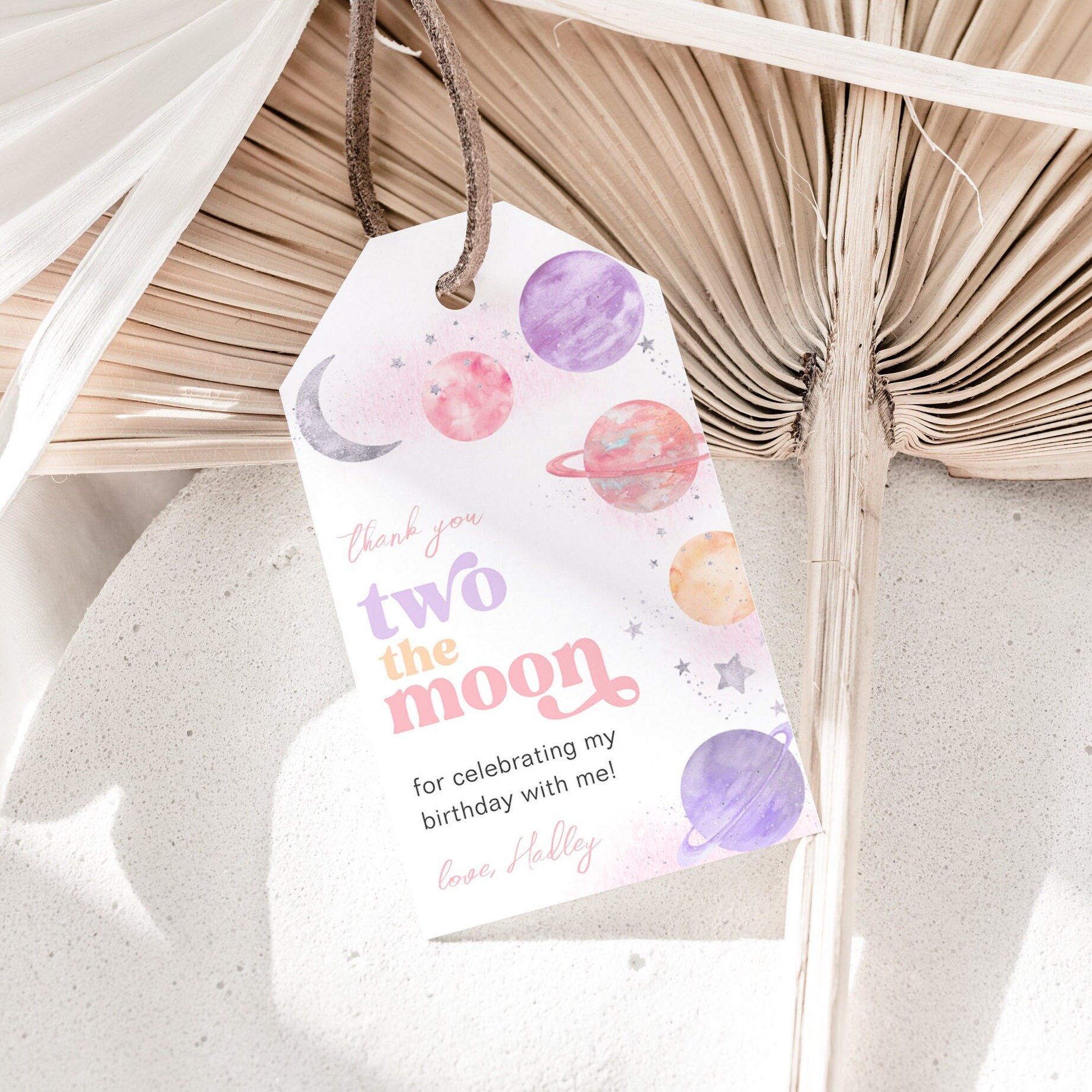 Two the Moon Favor Tags, Two the Moon Thank You Tags, Digital Two the Moon Favor Tags, Girl's Space Birthday Decor, Space Party Favors