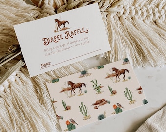 Digital Western Diaper Raffle Cards, Horse Baby Shower Diaper Raffle, Horse Diaper Insert, Cowboy Diaper Insert, Digital Western Baby Shower