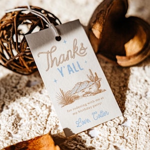 Cowboy Birthday Favor Tags, Western Party Thank You Tags, First Rodeo Birthday Tags, Boy&#39;s Western Birthday Favors, First Rodeo Favors