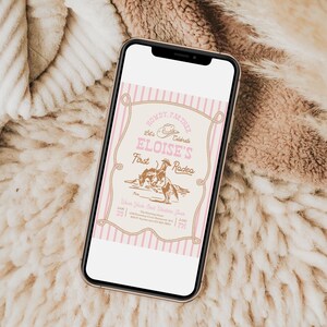 Pink Rodeo Birthday Invitation | Cowgirl Party Invite | Western Birthday | Editable Template | Rope Horse Invitations image 3