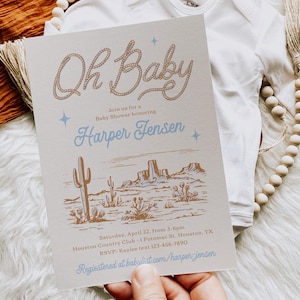 Invito per la doccia per bambini occidentale, Invito per la doccia per bambini del selvaggio West, Baby Shower per cowboy, Invito per il cowboy, Bambino del selvaggio West, Cowboy in arrivo