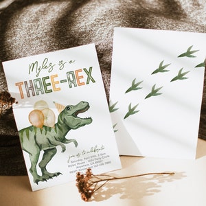 Three-Rex Birthday Bundle, Dinosaur Birthday Bundle, Printable Dinosaur Bundle, Printable Three-Rex Party Bundle, Dinosaur Birthday Bundle image 3