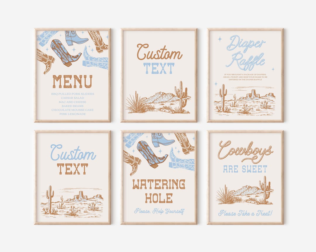 Cowboy Baby Shower Signs, Cowboy Sign Bundle, Western Sign Bundle ...