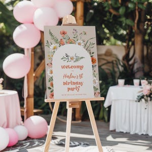 Wildflower Birthday Party Welcome Sign, Wildflower Party Sign, Wildflower Welcome Sign, Digital Wildflower Welcome Sign, Wildflower Party image 3