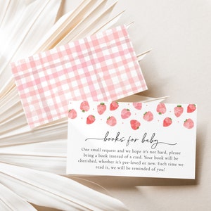 Aardbeienboeken voor baby-inzet, Aardbei-babydouche-inzet, Berry Books-kaart, digitale aardbei-babyshower, digitale boeken voor baby