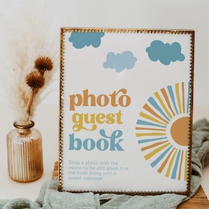 Sun Photo Guest Book Sign, Sun Baby Shower Guest Book, Photo Guest Book Sign, Digital Sun Baby Shower, Here Comes the Son Sign, Sun Guest