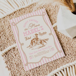Pink Rodeo Birthday Invitation | Cowgirl Party Invite | Western Birthday | Editable Template | Rope Horse Invitations image 5