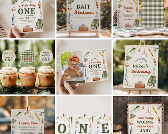 Fishing First Birthday Bundle, Fishing Party Bundle, O-Fish-Ally One, Fishing Invitation, Fishing First Birthday, O-Fish-Ally Bundle