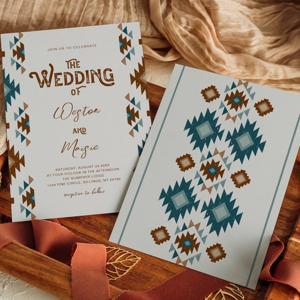 Southwestern Wedding Invitation, Western Wedding Invitation, Digital Western Wedding Invite, Tribal Wedding Invitation, Desert Wedding