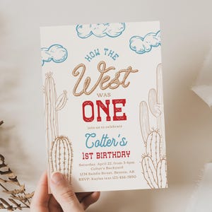 How the West was One Birthday Invitation, Western First Birthday Invitation, Digital How the West was One Invitation, Cowboy First Birthday