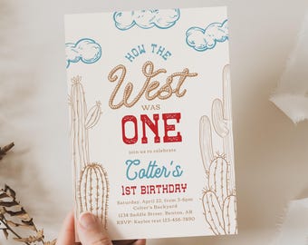 How the West was One Birthday Invitation, Western First Birthday Invitation, Digital How the West was One Invitation, Cowboy First Birthday