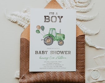 Digital Tractor Baby Shower Invitation, Digital Farm Baby Shower Invitation, Baby Boy Baby Shower, Tractor Baby Shower Invitations, Tractors