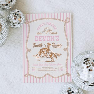 Pink Rodeo Birthday Invitation | Cowgirl Party Invite | Western Birthday | Editable Template | Rope Horse Invitations image 8