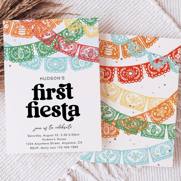 Fiesta Birthday Invitation, Digital Fiesta Birthday Invitation , Boy's First Fiesta Birthday Invitation, Boy Fiesta Party Invitation, Fiesta