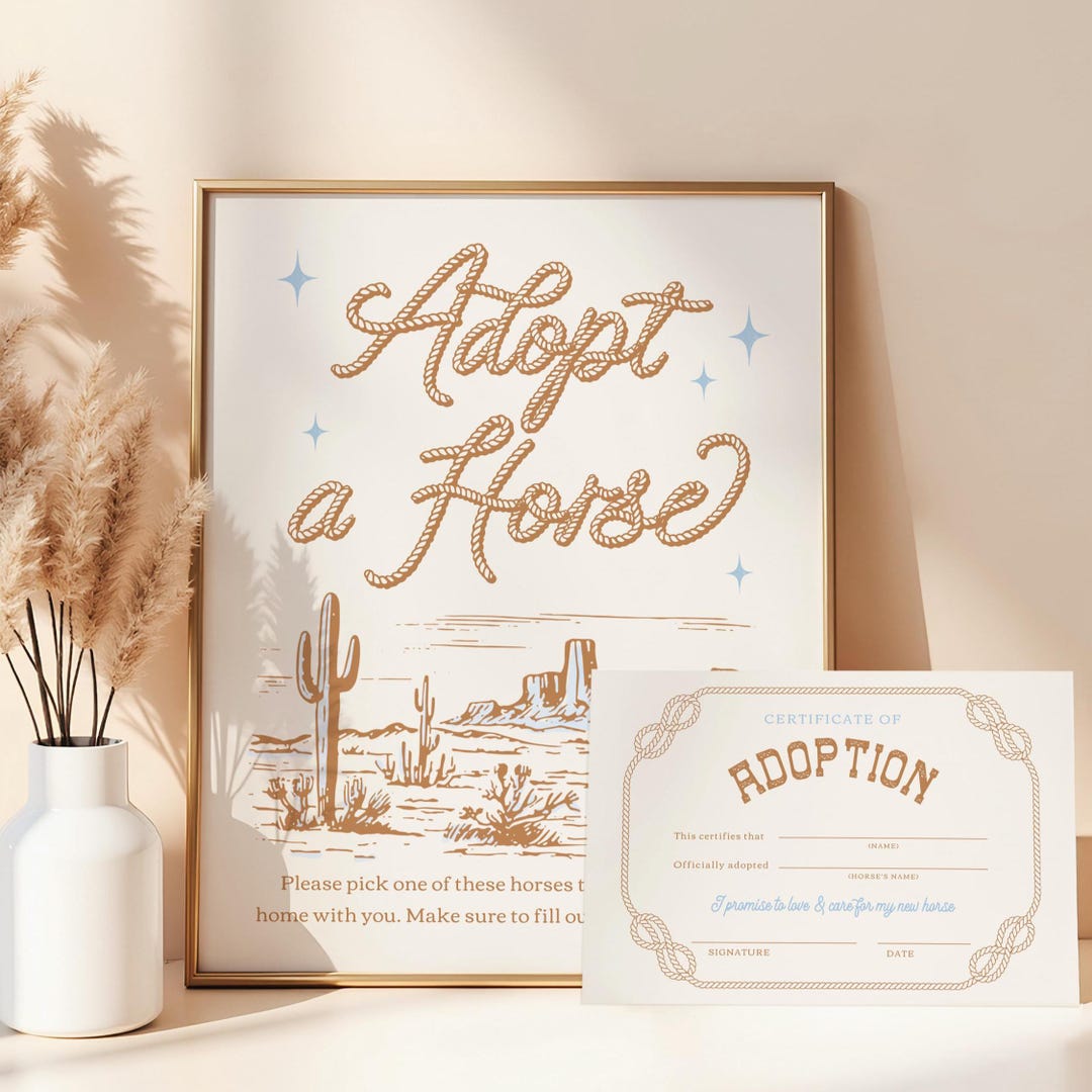 Editable Adopt a Horse Sign and Adoption Certificate, Adopt a Horse ...