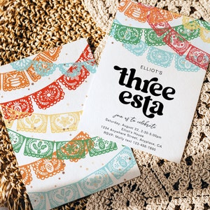 Three Esta Birthday Party Invitation, Third Birthday Fiesta, Fiesta Birthday Invitation, Fiesta Invitations, Fiesta Third Birthday