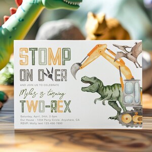 Dino bouw verjaardagsuitnodiging, digitale dinosaurus verjaardagsuitnodiging, digitale Dino bouw partij, jongen Dino bouw uitnodigen