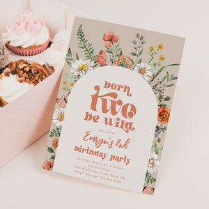 Born to be Wild Wildflower Invitation, Wildflower Party Invitation, Digital Wildflower Invitation, Wildflower Invitations, Two Wild Party