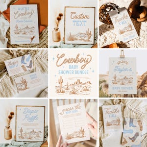 Pacchetto baby shower da cowboy, pacchetto baby shower western, pacchetto digitale da cowboy, baby shower western per bambini, baby shower da cowboy stampabile