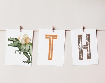 Three-Rex Bunting Banner, Digital Dino Bunting Banner, Printable Dinosaur Banner, Boy's Three-Rex Birthday Party, Three-Rex Decorations,