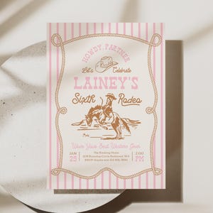 Pink Rodeo Birthday Invitation | Cowgirl Party Invite | Western Birthday | Editable Template | Rope Horse Invitations image 12