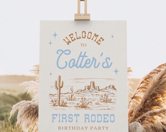 18x24 Editable Rodeo Party Welcome Sign, Cowboy Birthday Welcome Sign, Cowboy Party Sign, Digital Rodeo Welcome Sign, Boy's Western Party
