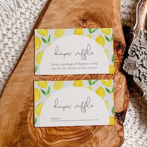 Lemon Diaper Raffle Cards, Lemon Shower Insert, Editable Lemon Baby Shower Insert, Lemon Diaper Raffle, Lemon Baby Shower Cards, Citrus Baby