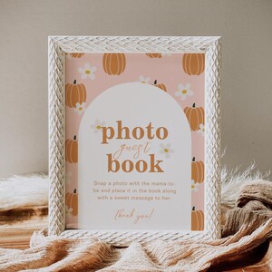 8x10 Pumpkin Photo Guest Book Sign, Pumpkin Baby Shower Guest Book, Pumpkin Baby Shower Sign, Fall Baby Shower Sign, Baby Girl Fall Shower