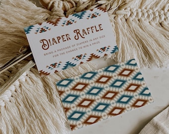 Southwest Diaper Raffle Cards, Digital Western Diaper Raffle Cards, Cowboy Baby Shower Insert, Cowboy Diaper Raffle Card, Western Diaper