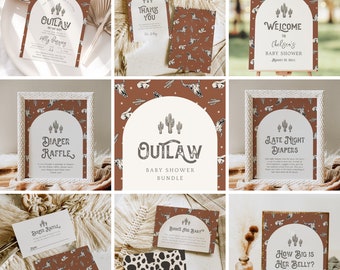 Outlaw Baby Shower Bundle, Western Baby Shower Bundle, Cowboy Baby Shower Bundle, Desert Baby Shower Bundle, Western Baby Shower Invitation