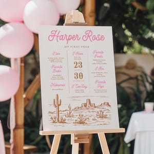 Póster de hito de rodeo para niñas de 18 x 24, póster de hito de cumpleaños de vaquera, letrero de cumpleaños de vaquera, tablero de hito occidental para niñas, vaquera
