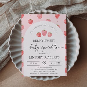 Baby Sprinkle Invitation, Berry Sweet Baby Sprinkle, Digital Baby Sprinkle Invitation, Strawberry Baby Sprinkle Invitation, Berry Invite