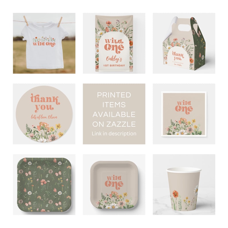 Mini Wild One Birthday Bundle, Wildflower Birthday Party Bundle, Wildflower Birthday Party Package, Wildflower Birthday Bundle, Wild One image 9
