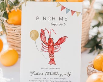Crawfish Birthday Invitation, Boy's Summer Birthday Invitation, Crawfish Boil Invite, Digital Crawfish Party, Editable Crawfish Invite