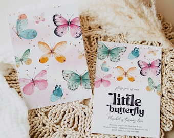 Schmetterling-Geburtstagseinladung, Schmetterling-Party-Einladung, Aquarell-Schmetterling-Einladung, digitale Schmetterling-Geburtstagseinladung