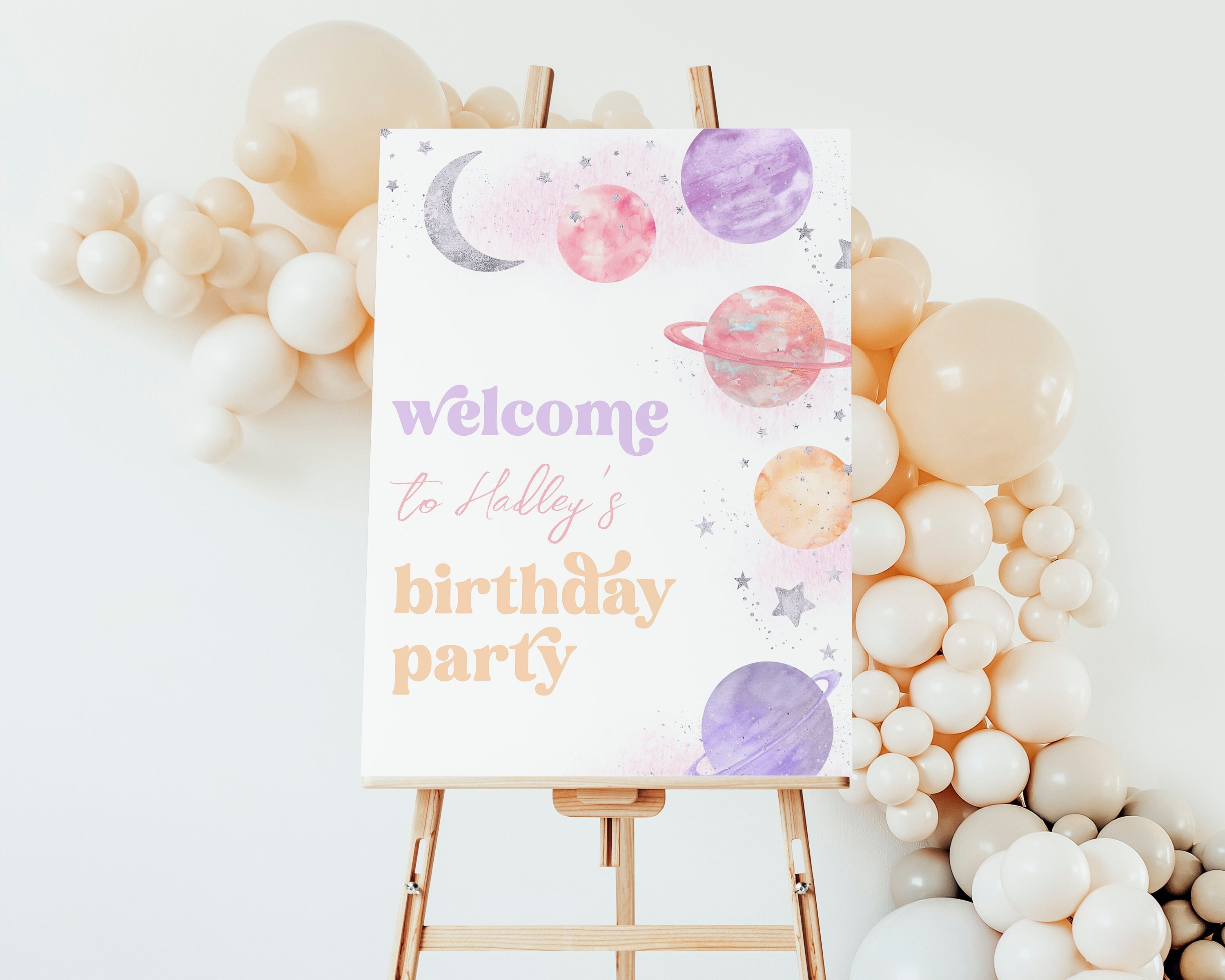 Girl's Space Welcome Sign, Digital Space Welcome Sign, Two the Moon ...