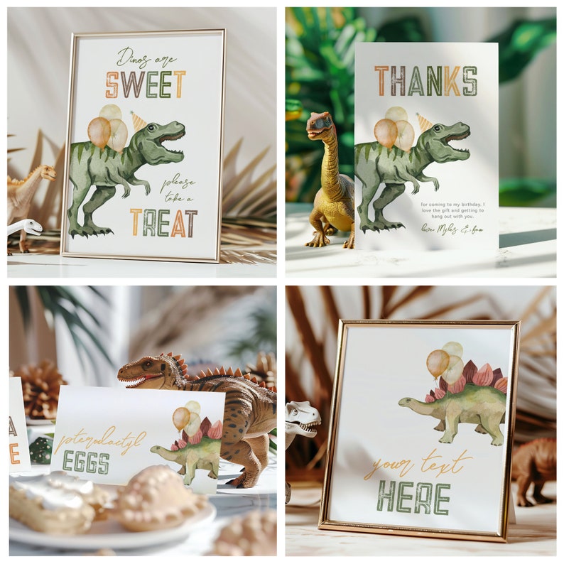 Three-Rex Birthday Bundle, Dinosaur Birthday Bundle, Printable Dinosaur Bundle, Printable Three-Rex Party Bundle, Dinosaur Birthday Bundle image 4