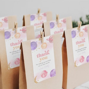 Girl's Space Party Favor Tags, Girl's Space Birthday Tags, First Trip Around the Sun Favor Tags, Girl's Space Party Favor Tags, Space Favors