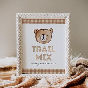 8x10 Editable Bear Trail Mix Bar Sign, Bear Trail Mix Sign, Woodland Trail Mix Sign, Woodland Party Sign, Beary Sweet Sign, Bearly One